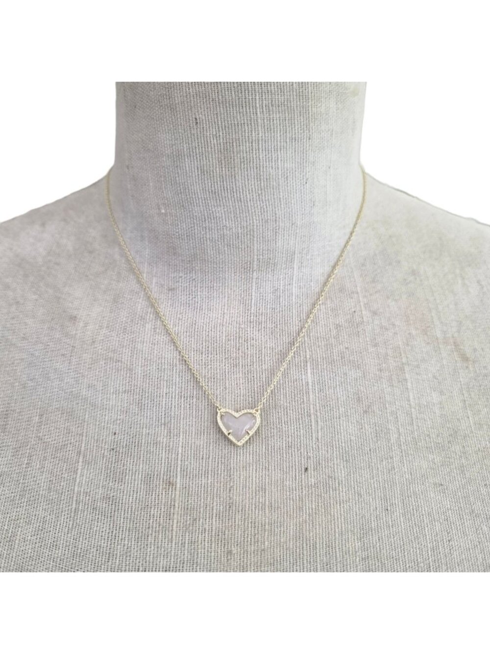 Kendra Scott 14K Gold Plated Ari Heart Rose Quartz Pendant Necklace 15"-17"
